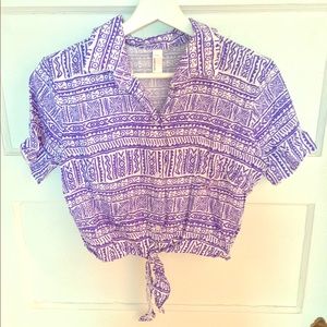 Blue and white crop top